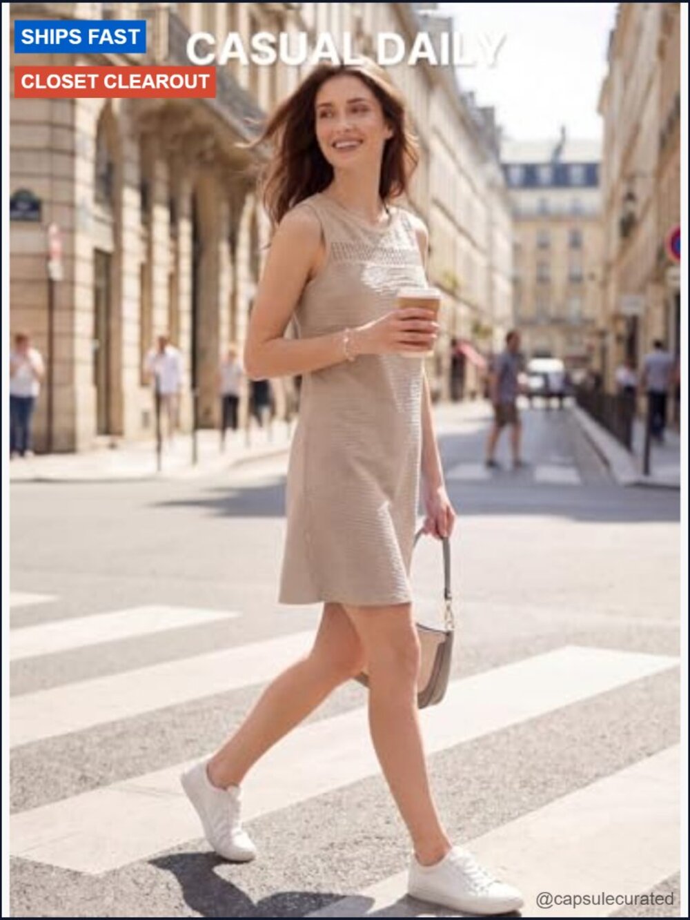 Sleeveless Cut-Out Mini Dress Crewneck Casual Beach Vacation Shift Dress - Picture 4 of 7